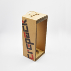 Caja de vino rojo simple de papel ondulado con cajas de regalo rígidas de cuerda portátil